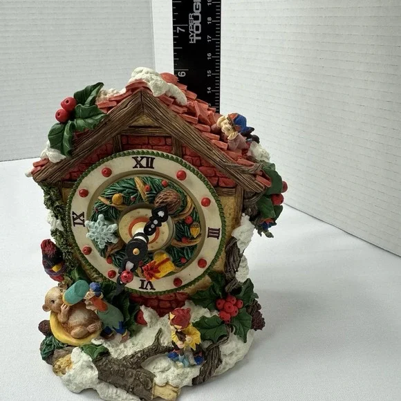 Adorno Animated Christmas Clock Music Box Vintage Plays White Christmas - Picture 7 of 10
